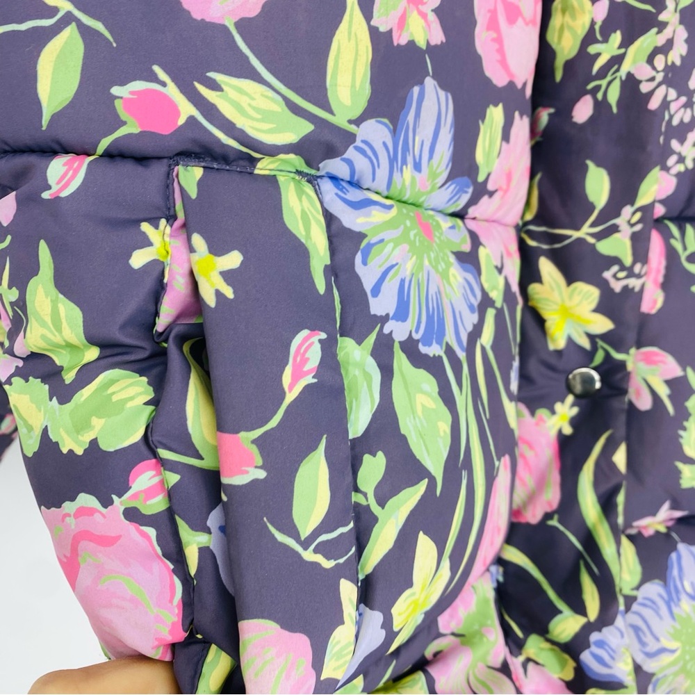 ASOS Floral Rose Print Oversized Puffer Jacket & Vest US Size 0 Button Up Coat - Picture 3 of 9